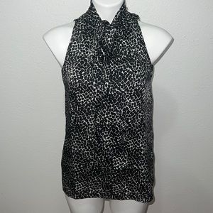 Jacob Neck Bow Sleeveless Neck Tie Animal Print Top SP